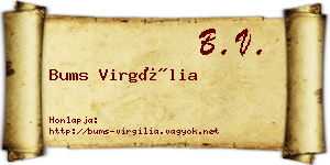 Bums Virgília névjegykártya